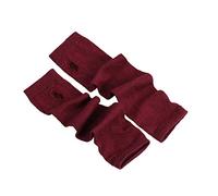 LLLucky Women Girls Knitted Fingerless Long Gloves Stripes Printed Over Elbow Length Winter Stretchy Arm Warmer Sleeves with Thumb Hole Dark Wine Red