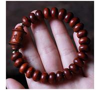 Lllunimon 11Mm Zambian Blood Sandalwood Abacus Bead Bracelet Tibetan Wooden Buddha Bead Bracelet with Prayer Wheel Auspicious Jewelry Gifts
