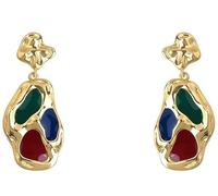 Lllunimon 18K Gold Plated Copper Earrings, Enamel Color Drip Art Ear Drop for Women, Daily Retro Jewelry, Gift for Girlfriend/Sisters,Ear Stud
