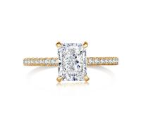 Lllunimon 2CT Engagement Ring for Women High Carbon Diamond Rectangle Wedding Band 8A CZ Promise Anniversary Ring for Christmas Birthday New Year Valentine,Gold,Size5