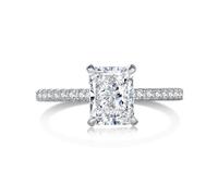 Lllunimon 2CT Engagement Ring for Women High Carbon Diamond Rectangle Wedding Band 8A CZ Promise Anniversary Ring for Christmas Birthday New Year Valentine,Silver,Size8