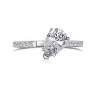 Lllunimon 5A Cubic Zirconia Teardrop Ring for Women S925 Sterling Silver Wedding Ring for Women Adjustable Promise Ring for Girlfriend Bride Gift