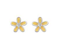 Lllunimon 925 Sterling Silver Women's Earrings Colorful Solitaire Flower Earrings Minimalist Cute Floral Jewelry Everyday Wear A Gift for her,Yellow