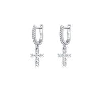 Lllunimon 925 Sterling Silver Women's Earrings Cross Pendant Earrings Zircon Ornaments Everyday Wear A Gift for Her