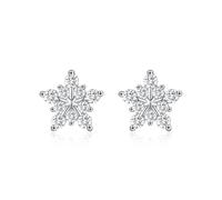 Lllunimon 925 Sterling Silver Women's Earrings Snowflake Stud Earrings Sparkling Moissanite Everyday Wear Gift for her