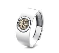 Lllunimon Ancient Greek Coin S925 Silver Ring Historical Ancient Coin Shape Jewelry Simple Jewelry Everyday Wear Gift for her