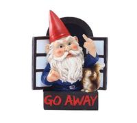 Lllunimon Angry Middle Finger Gnome Garden Statue Funny 'Rude' Middle Finger Gnome Go Away Wall Plaque Gnome Figurine Resin Home Wall Tree Hanging Decor