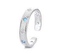 Lllunimon Aquamarine Zircon Starlight S925 Silver Ring Bohemian Natural Jewelry Wabi-sabi Aesthetic Texture Jewelry Elegant and simple style Everyday wear gifts for her