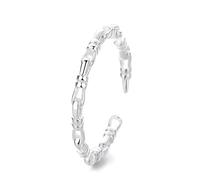 Lllunimon Bamboo Chain S925 Silver Ring Elegant Oriental Zen Jewelry Classic Timeless Jewelry Everyday Wear A Gift for Her