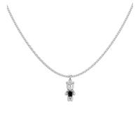 Lllunimon Bear 925 sterling silver necklace black zircon pendant sweet cool and simple style Everyday wear gifts for her