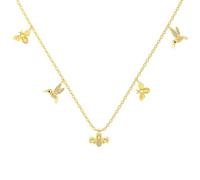 Lllunimon Bee hummingbird shape S925 sterling silver necklace Nature-inspired pendant jewelry bohemian style Everyday wear gifts for her,Gold