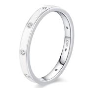 Lllunimon Black and white dual-color enamel S925 silver ring, embedded with zircon craftsmanship, simple and elegant jewelry for everyday wear, a gift for her.,White,Size 7