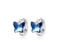 Lllunimon Blue Crystal Butterfly Earrings Moonlight Butterfly Jewelry S925 Sterling Silver Women's Earrings Everyday Wear Gift for her