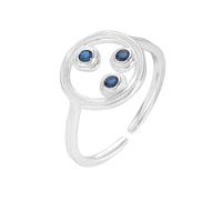 Lllunimon Blue Diamond Round Ring Women's S925 Sterling Silver Ring Personalized Minimalist Cosmic Jewelry Everyday Wear Gift for her