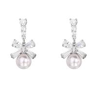 Lllunimon Bowknot pearl copper earrings with cubic zirconia inlay, sweet and elegant style. Daily wear, a gift for her.