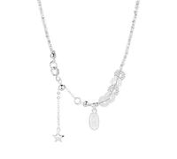 Lllunimon Broken silver star S925 sterling silver necklace textured layered jewelry Exquisite personality style Everyday wear gifts for her