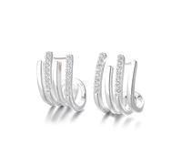 Lllunimon C-shaped skeleton S925 sterling silver earrings multi-line zirconia-inlaid jewelry Elegant and simple style Everyday wear gifts for her