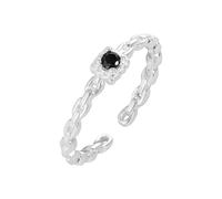 Lllunimon Chain Black Zirconium Ring Women's Sterling Silver Jewelry New York Street Inspired Jewelry Everyday Wear Gift for her