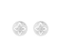 Lllunimon Clover brushed S925 sterling silver earrings Frosted texture zircon earrings Elegant and simple style Everyday wear gifts for her