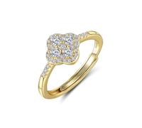 Lllunimon Clover S925 silver ring full diamond lucky jewelry Elegant personality style Everyday wear gifts for her,Gold