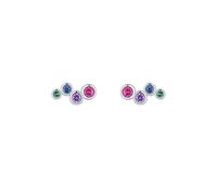 Lllunimon Colorful Cluster Stud Earrings 925 Sterling Silver Women's Earrings Elegant Rainbow Jewelry Everyday Earrings Gift for her