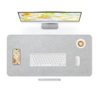 Lllunimon Crazy Horse Leather Desk Mat Large Mouse Pad Laptop Desk Pad Waterproof Non-Slip Table Blotter Desktop Writing Pad for Office and Home (Light Grey, 90x43cm)