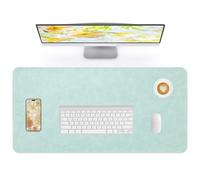 Lllunimon Crazy Horse Leather Desk Mat Large Mouse Pad Laptop Desk Pad Waterproof Non-Slip Table Blotter Desktop Writing Pad for Office and Home (Light Green, 90x43cm)