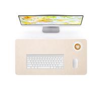 Lllunimon Crazy Horse Leather Desk Mat Large Mouse Pad Laptop Desk Pad Waterproof Non-Slip Table Blotter Desktop Writing Pad for Office and Home (Beige, 60x35cm)