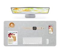 Lllunimon Crazy Horse Leather Desk Mat Large Mouse Pad Laptop Desk Pad Waterproof Non-Slip Table Blotter Desktop Writing Pad for Office and Home (Light Grey, 120x60cm)