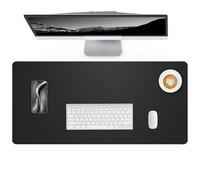 Lllunimon Crazy Horse Leather Large Desk Pad Mat Protector Non-Slip Waterproof Table Pad Blotter Computer Laptop Keyboard Mousepad Mat XXL Writing Pad for Office and Home (Black, 120x60cm)