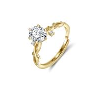Lllunimon Cross branch shape S925 silver ring Zircon-in-set nature-inspired jewelry Elegant and simple style Everyday wear gifts for her,Gold