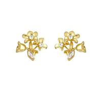 Lllunimon Cubic Zirconia Earrings, 18K Gold Plated Matte Floral Zircon Copper Ear Studs, Elegant Romantic Jewelry, Gift for Mom/Girlfriend/Sisters,Ear Stud