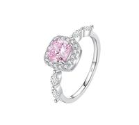 Lllunimon Delicate pink diamond yellow diamond ring Women's 925 sterling silver ring Stylish square jewelry Everyday wear Anniversary ring,Pink,Size 6