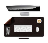 Lllunimon Desk Pad Soft Crazy Horse Leather Large Mouse Pad Waterproof Computer Laptop Keyboard Mousepad Mat Table Blotter Protector for Office and Home (Dark Coffee, 80x40cm)