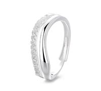Lllunimon Double row of diamonds S925 silver ring Elegant and romantic jewelry Vintage classic timeless accessory Everyday wear Gift for her