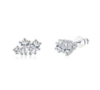 Lllunimon Drop Zircon Stud Earrings 925 Sterling Silver Women's Earrings Classic Silver Jewelry for Everyday Wear Gift for her