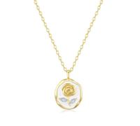 Lllunimon Enamel Gold Flower Pendant Necklace Women's 925 Sterling Silver Necklace Minimalist Gold Pendant Daily Wear A gift for her
