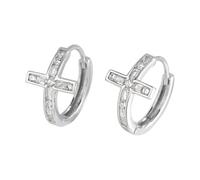 Lllunimon Fashionable S925 Sterling Silver Cross Earrings for Women Men Cross-Shaped Earring Baroque Style Best Wishes for Christianity