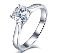 Lllunimon Four-claw diamond S925 silver ring with mirror polishing craft, simple and elegant jewelry for everyday wear, a gift for her.,Size 7