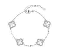 Lllunimon Four Leaf Clover Chain Bracelet for Women Mom Black Onyx Mother of Pearl in 925 Sterling Silver Bracelet Adjustable Lucky Clover Link Bracelet Jewelry Gift for Wife Her,A