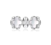Lllunimon Four Leaf Clover Rings 925 Sterling Silver Flower Finger Rings Wedding Engagement Ring Lucky Jewelry Gifts Stacking Cubic Zirconia Rings for Women,Silver,Size9