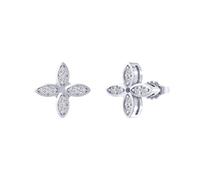 Lllunimon Four-leaf lucky stud earrings 925 sterling silver women's earrings full of zircon jewelry for everyday wear A gift for her,Silver