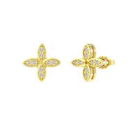 Lllunimon Four-leaf lucky stud earrings 925 sterling silver women's earrings full of zircon jewelry for everyday wear A gift for her,Gold