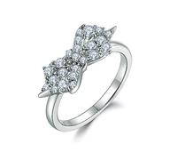 Lllunimon Full zircon butterfly S925 silver ring, mirror polishing process, simple and elegant jewelry. Daily wear, a gift for her.,Size 6