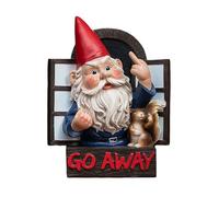 Lllunimon Garden Gnome Statue, Go Away Gnome Middle Finger Wall Hanging Decor, Resin Naughty Grumpy Gnomes Figurine Decoration for Indoor Outdoor