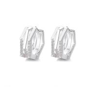 Lllunimon Geometric S925 sterling silver earrings with zircon ornaments Exquisite, elegant and simple style Everyday wear gifts for her