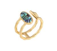 Lllunimon Gold-plated abalone shell ring Sterling silver ring for women Southern French wave design Everyday wear Gift for her