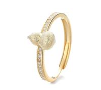 Lllunimon Gold-plated S925 silver gourd ring Elegant minimalist diamond jewelry Oriental Fulu jewelry Daily wear A gift for her,Gold