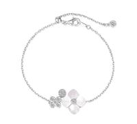 Lllunimon Gold Plated Sterling Silver Bracelets, Four Leaf Clover with Cubic Zirconia Bangle for Women, Adjustable Length, Daily Wear, Jewelry Gift,A
