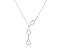 Lllunimon Gourd tassel S925 sterling silver necklace Oriental style pendant shining zirconium inlaid jewelry Exquisite and elegant style Everyday wear gifts for her